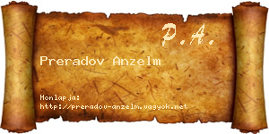 Preradov Anzelm névjegykártya